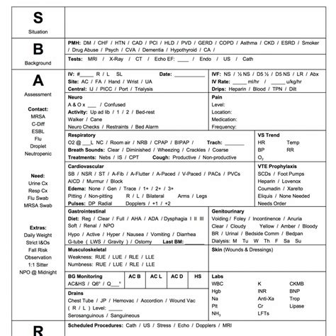 Printable Med Surg Report Sheet