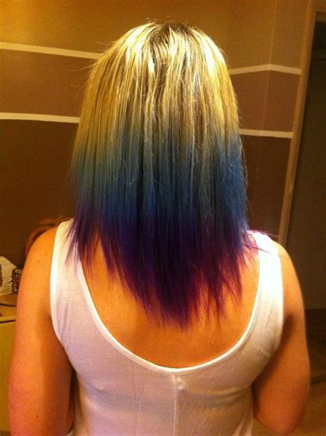 Short Blonde Hair With Blue And Purple Tips Hair Color