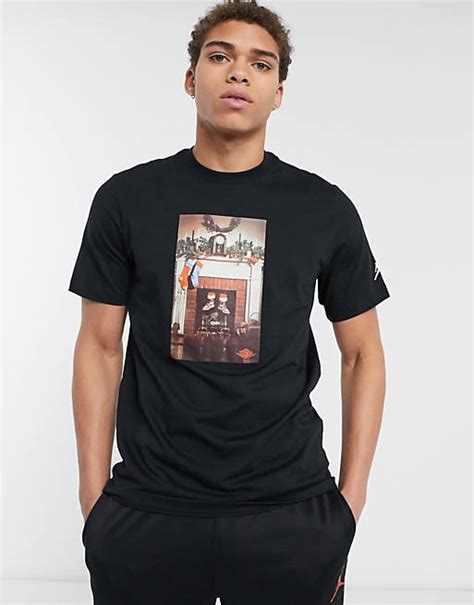 Nike Jordan Fireplace Print T Shirt In Black Asos