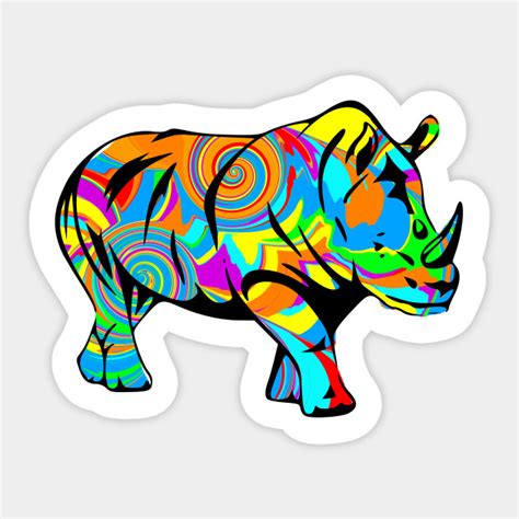 Colorful Rhino Rhino Sticker Teepublic