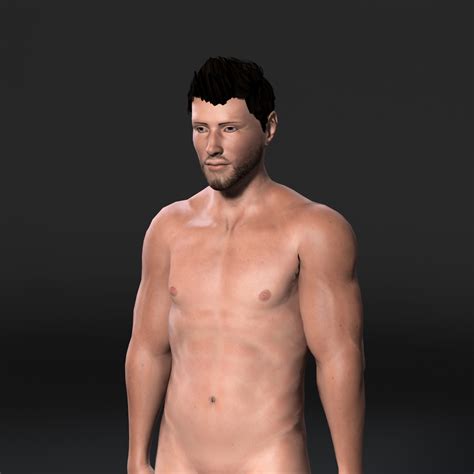 Animated Muscular Naked Man Rigged 3d Game Character Low