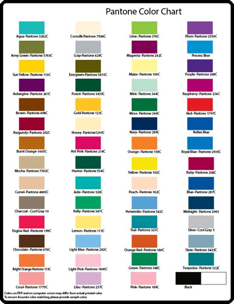 Basic Pantone Color Chart Atkins Curling Supplies And Promo