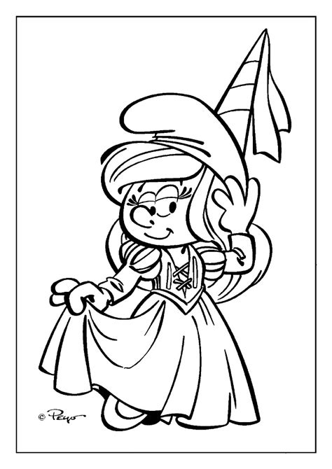 A beautiful coloring page of smurfette. Sleepy Smurf Colouring Pages Sketch Coloring Page