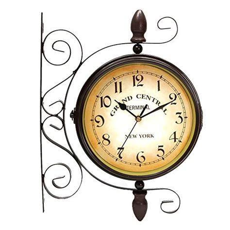 Vintage Inspired Double Sided Wall Clock 8 Wrought Iron Train