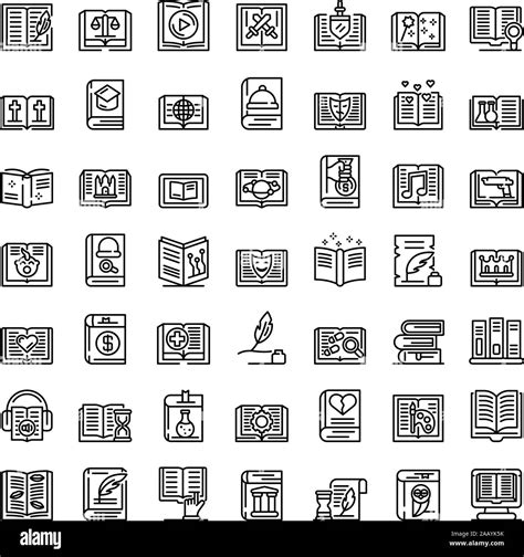 Literary Genres Icons Set Outline Style Stock Vector Image And Art Alamy