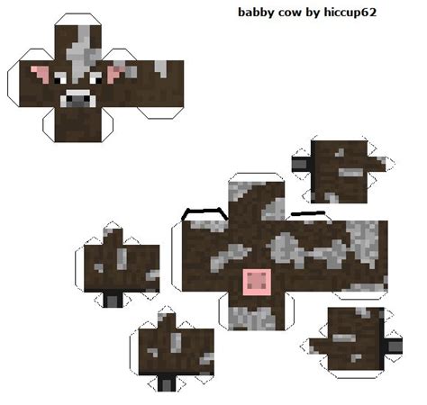 Baby Cow Papercraft Template Minecraft Printables Papercraft