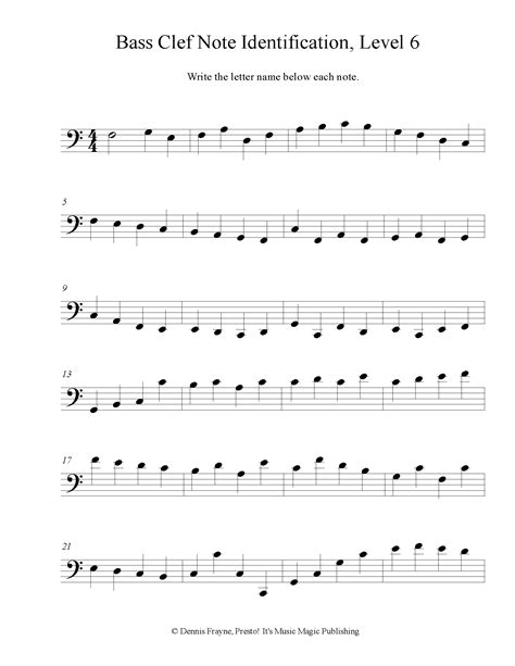 Bass Clef Note Identification Level 7 Answer Key Bass Clef Notes
