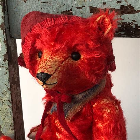 Ooak Mohair Teddy Bear Etsy Red Teddy Bear Teddy Bear Mohair