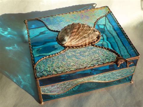 Large Abalone Stained Glass Box With Dolphin Handle By Keiberglass 110 00 Making Stained Glass