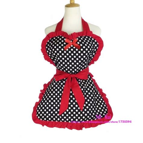 Sexy Short Cooking Aprons Kitchen Woman Cotton Polka Dot Bowknot Bibs Lovely Mad Aprons Party