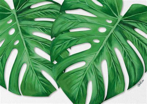 Monstera Leaf Painting Art Print Tropical Leaf Wall Art Etsy