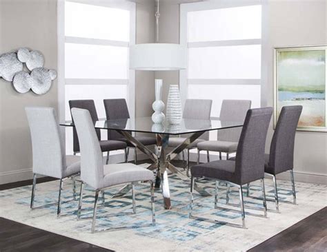 Cramco Classic Clear Glass Stainless Steel Square Dining Table Accent Furniture Home Furniture
