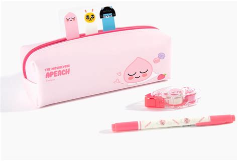 Kakao Friends Apeach Pink Rectangle Pencil Pouch Lil Thingamajigs Hive