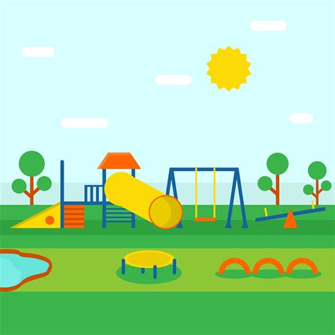 Playhouse En El Medio De Playground Illustrator 173647 Vector En Vecteezy