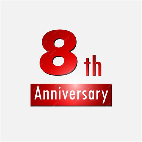 Celebración De Aniversario De 8 Años Rojo Logotipo Simple Fondo Blanco