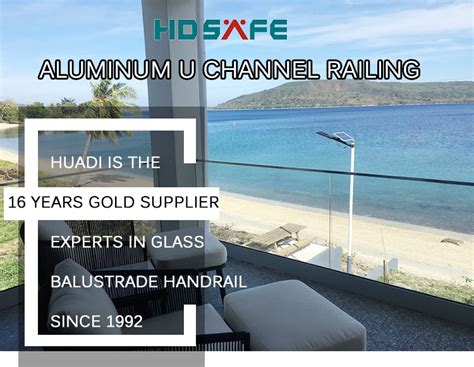 Aluminum U Channel Balcony Glass Railing Fitting Stainless Steel Balustrade Handrail System