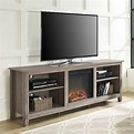 Walker Edison 70 inch TV Stand with Electric Fireplace Ash Grey W70FP18AG