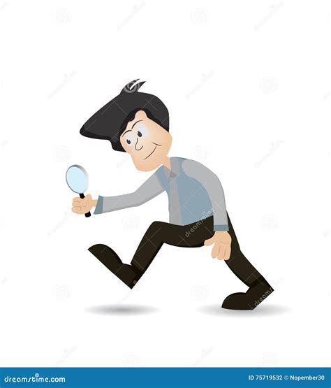 Business Man And Magnifying Stock Vector Illustration Of Searching