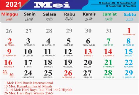 Kalender Bulan Mei 2021 – newstempo