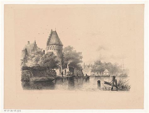 Castle Tower And Houses On The Water Everhardus Koster 1847 C 1863