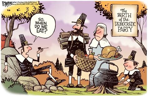 Cartoon Illustrates One Of The First Thanksgivings Birth Of The