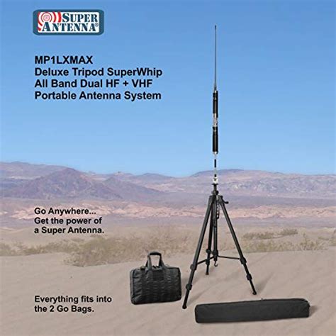 super antenna mp1lxmax deluxe tripod 80m 10m hf 2m vhf portable antenna with go bags ham radio