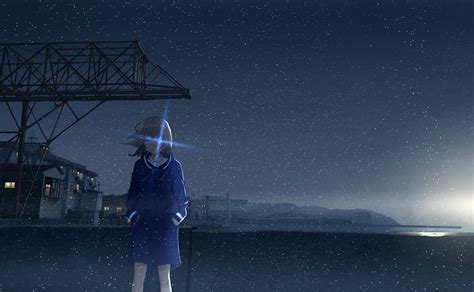 Anime Girl At Starry Night Wallpaper Hd Anime 4k