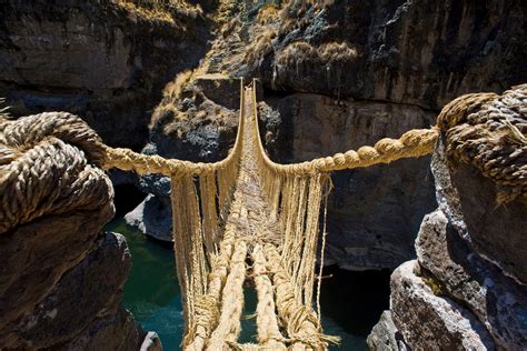 Inca Rope Bridge Akpurimac River Peru Wigbert Roth Rope Bridge Apurimac Suspension Bridge
