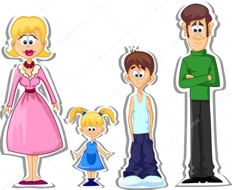 Dibujos Papa Y Mama Familia Mamá Papá Hija Hijo — Vector De