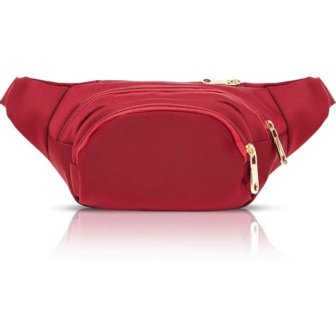 Zodaca Red Nylon Plus Size Fanny Pack For Women Traveling Belt Bag