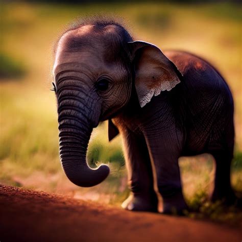 Premium Photo Cute Baby Elephant Calf In Nature 3d Rendering
