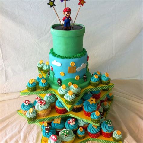 Super Mario Bros Cakemostly For The Cupcake Idea Mario Bros Cake