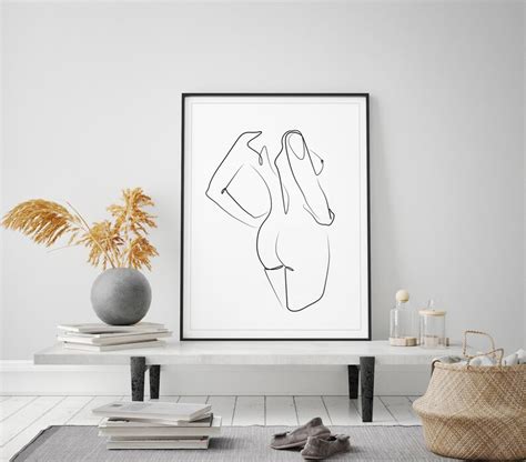 Woman One Line Drawing Nude Art Woman Body Illustration Etsy
