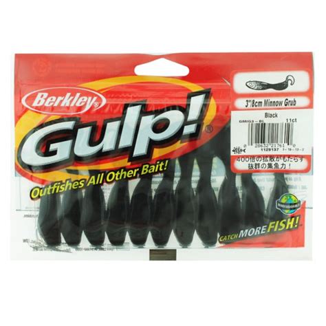 Gulp Minnow Grub Soft Bait 3″ Length Black Per 11