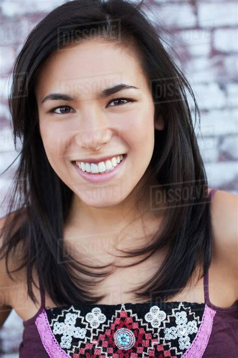 Smiling Mixed Race Woman Stock Photo Dissolve