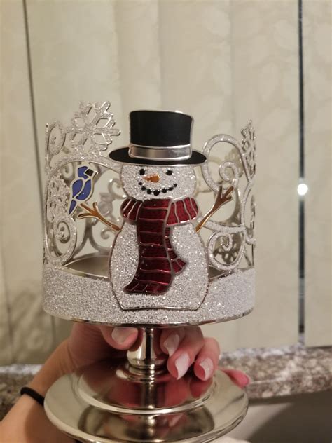 CUTE B&BW Glitter Snowman Candle Holder on Mercari | Bath and body