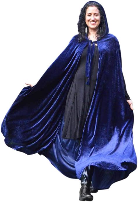 Hooded Cloak Cape For Women In Velvet With Side Pockets 48