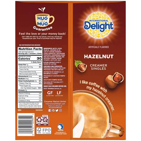 International Delight Hazelnut Coffee Creamer Singles Bj Porium