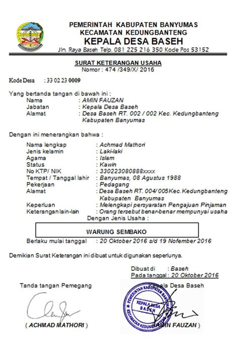 Format Surat Keterangan Usaha Dari Desa Delinewstv