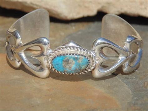 F L Begay Navajo Cast Sterling Silver And Turquoise Cuff Etsy