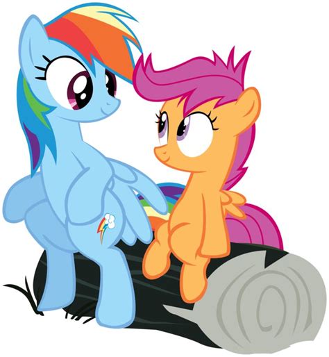 Rainbow Dash And Scootaloo Sitting On A Log By Internetianer Rainbow