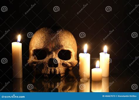 Skull And Candles Stock Image Image Of Still Terribly 46667073