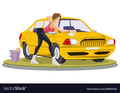 beautiful girl washes car for internet and mobile vector image