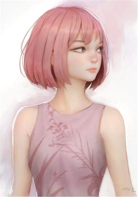 Pink Short Hair Girl With Pink Hair Pink Hair Anime Anime Girl Pink
