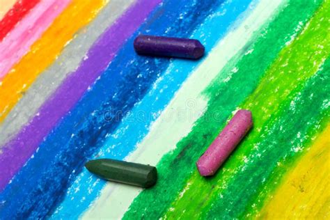 Photo Of Colorful Oil Pastels Drawing Texture For Background Stock
