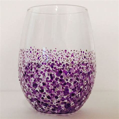 Hand Painted Stemless Wine Glass Painted Wine Glass Stemless Wine Glass Hand Painted Wine