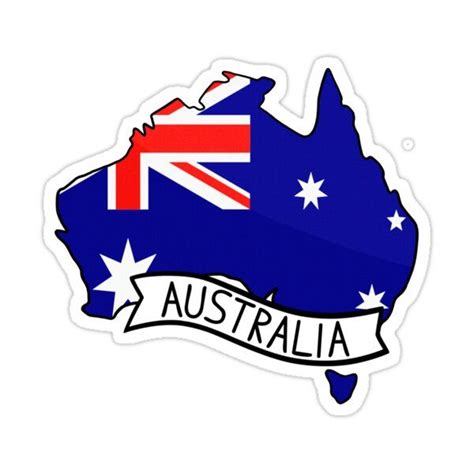 an australia sticker with the map and flag