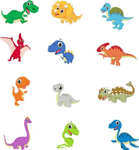 Cute dinosaur plush toys, fat dinosaur stuffed animals toys dolls, soft plush stuffed animal dino plushie, birthday gifts for kids girls boys pink 12 inch. Cute dinosaurs cartoon collection set Vector | Premium ...