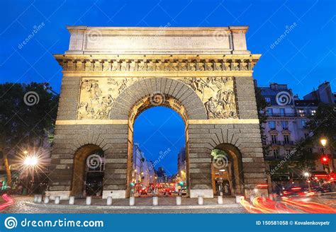 Paris The Porte Saint Martin Beautiful Ancient Gate Near The Grands