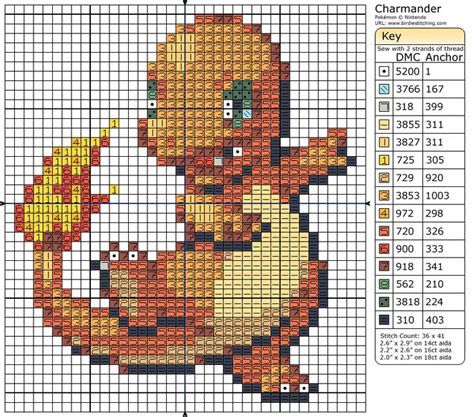 Pokémon Charmander Birdie Stitching Pokemon Cross Stitch Patterns Pokemon Cross Stitch